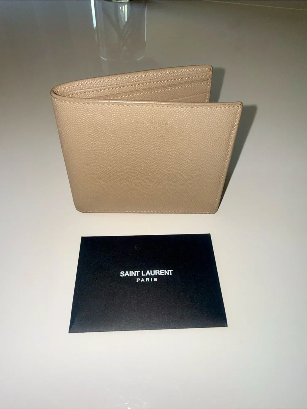✨ Auth Saint Laurent Beige Leather Bifold Wallet ✨